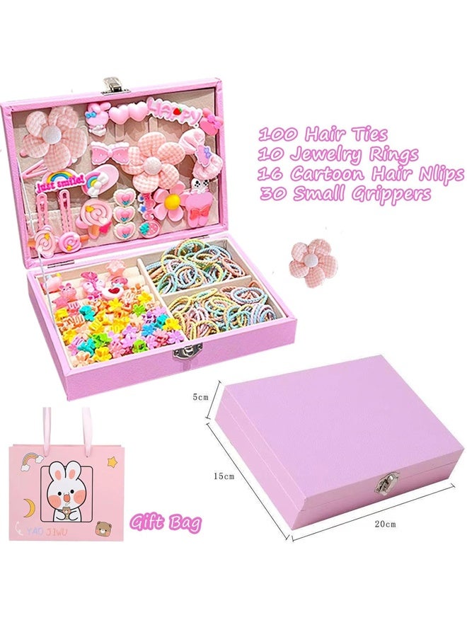 بيوينتي مجموعة الملحقات الهوائية ، مجموعة لباس الشعر للبنات مع صندوق المجوهرات ، ربطات الشعر ، مقاطع الشعر ، مجموعة ألعاب الأميرة الفاخرة ، ألعاب هدية لسن 3 4 5 6 7 8 9 10 البنات الأطفال الصغار - Image 5